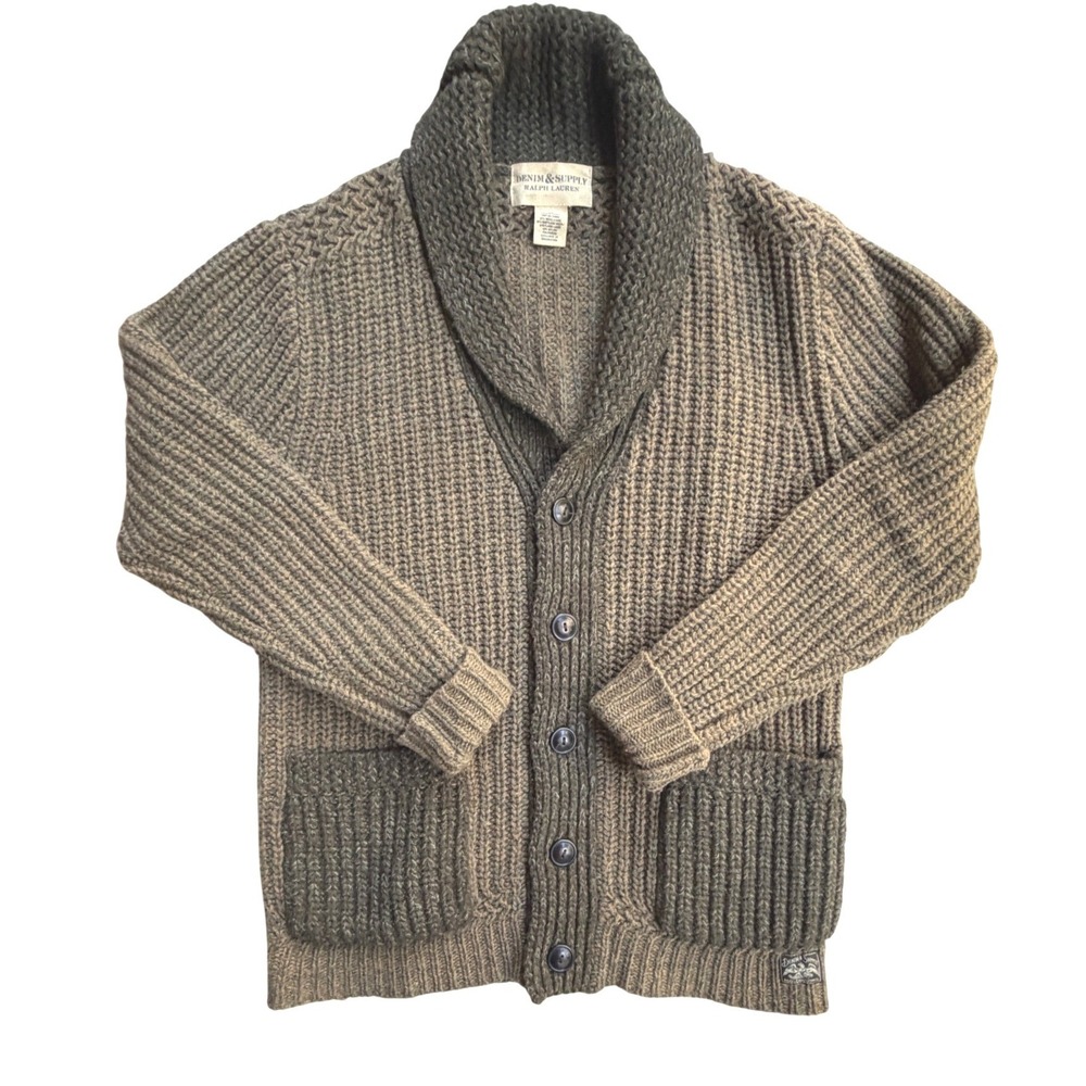 Denim Supply Ralph Lauren Mens Shawl Collar Shetland Wool Cardigan Sweater Small - Picture 2 of 16
